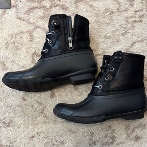 Black shimmer Women's Sperry Duck Boots